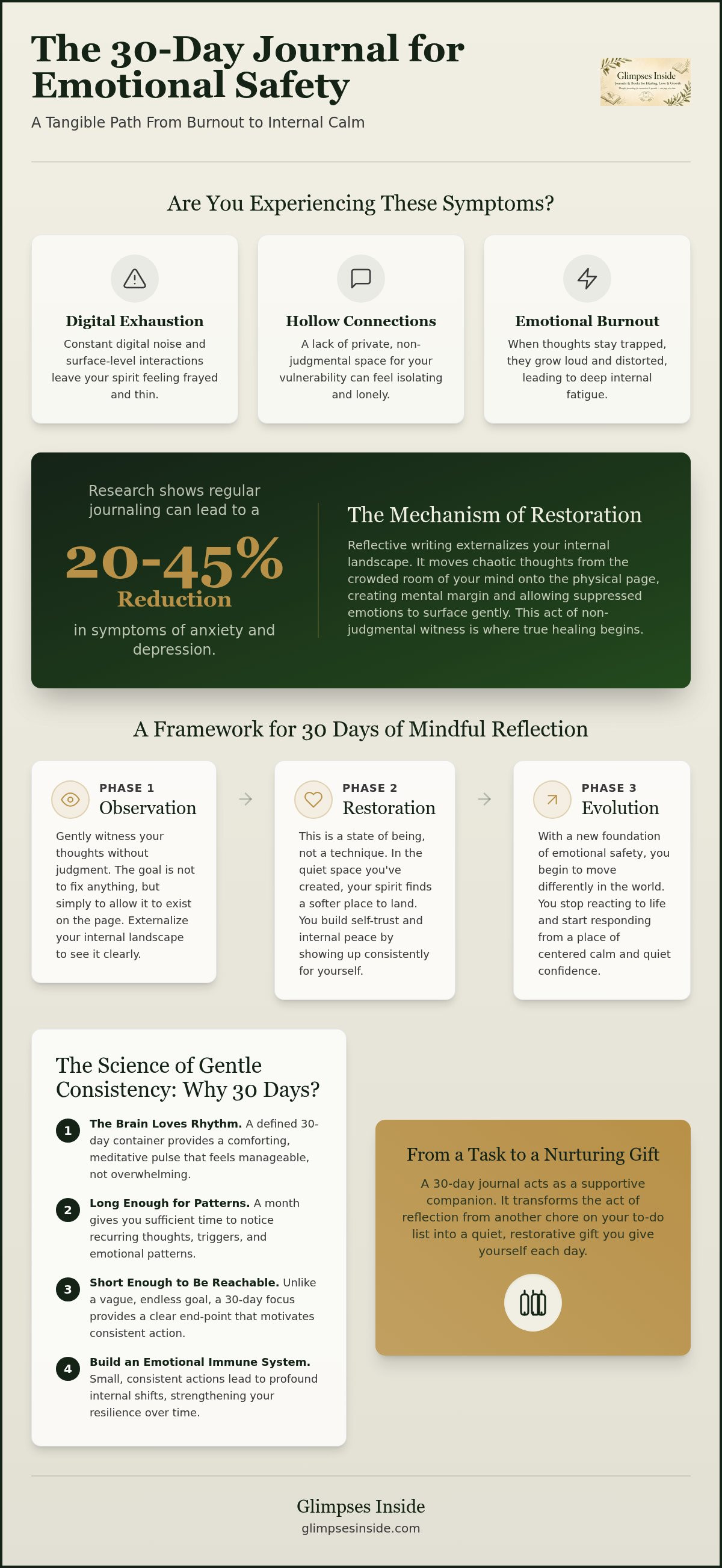 A 30 Day Journal for Emotional Safety: Finding Your Inner Sanctuary infographic